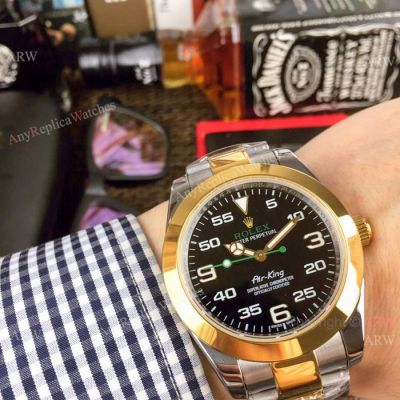 Rolex Air King Replica Wristwatch - Two Tone Black Dial